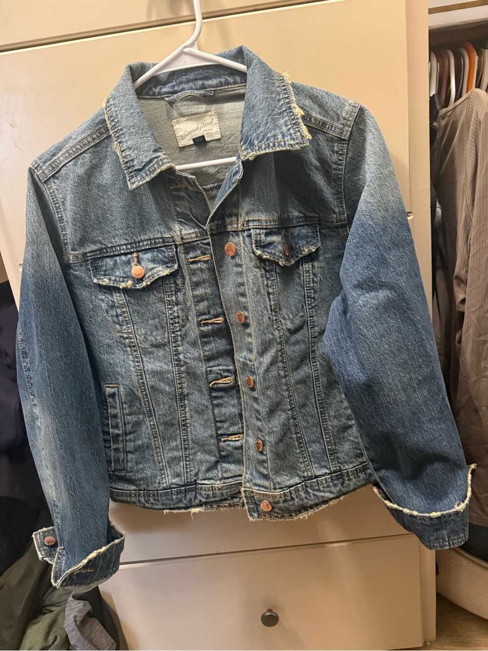 Universal Thread Women's Medium Blue Denim Jacket with Copper Buttons